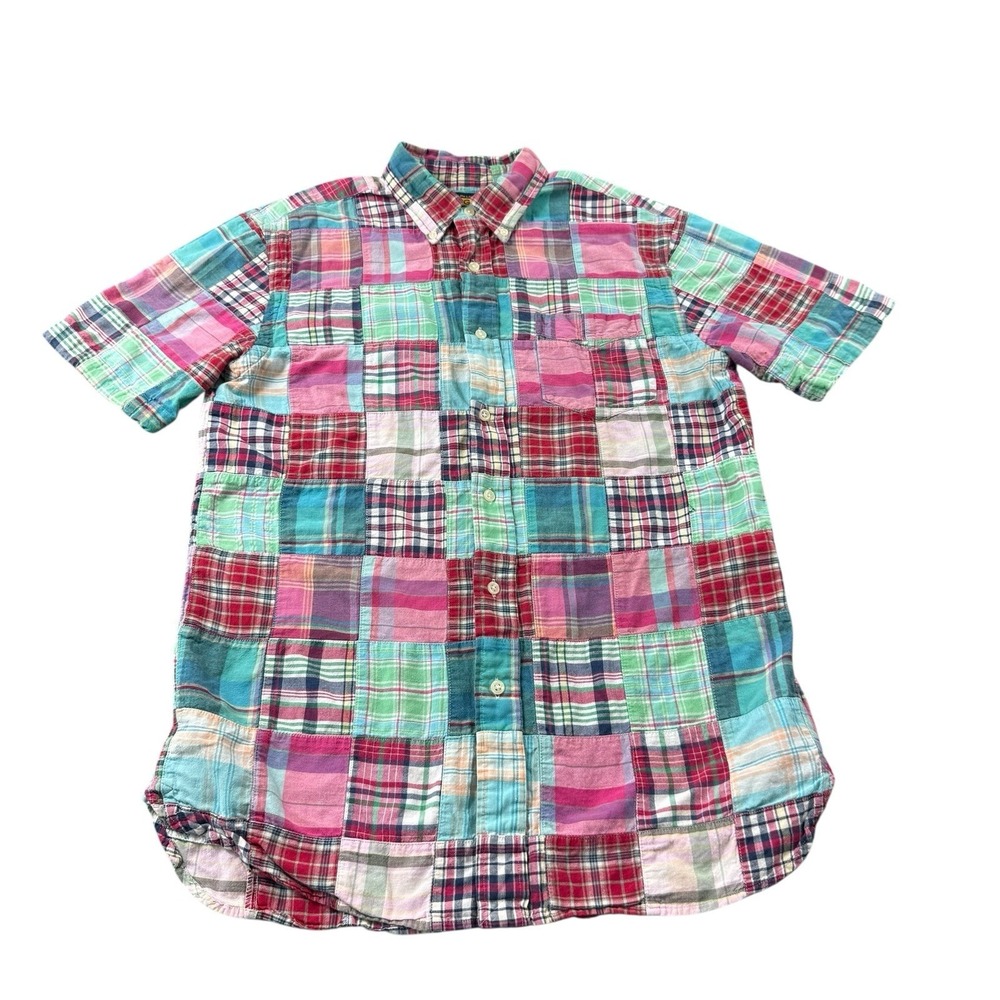 Ralph Lauren Rugby VTG Cotton Patchwork Men's S/S Button Front Size Small